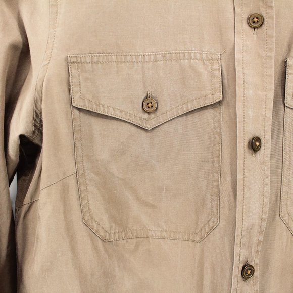 GAP Silk Cotton Utility Shirtdress Khaki Button Front Epaulettes Size 4 - Picture 6 of 11